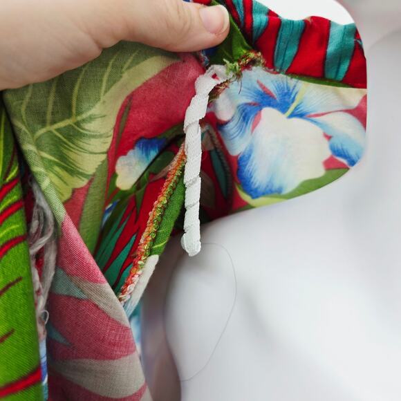 Vintage Hawaiian Midi Button Front Dress Red XS - Picture 4 of 7